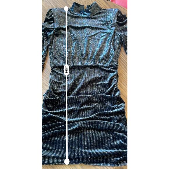 REBECCA VALLANCE MOON RIVER MINI DRESS - BLACK/METALLIC size 6 - Picture 5 of 14